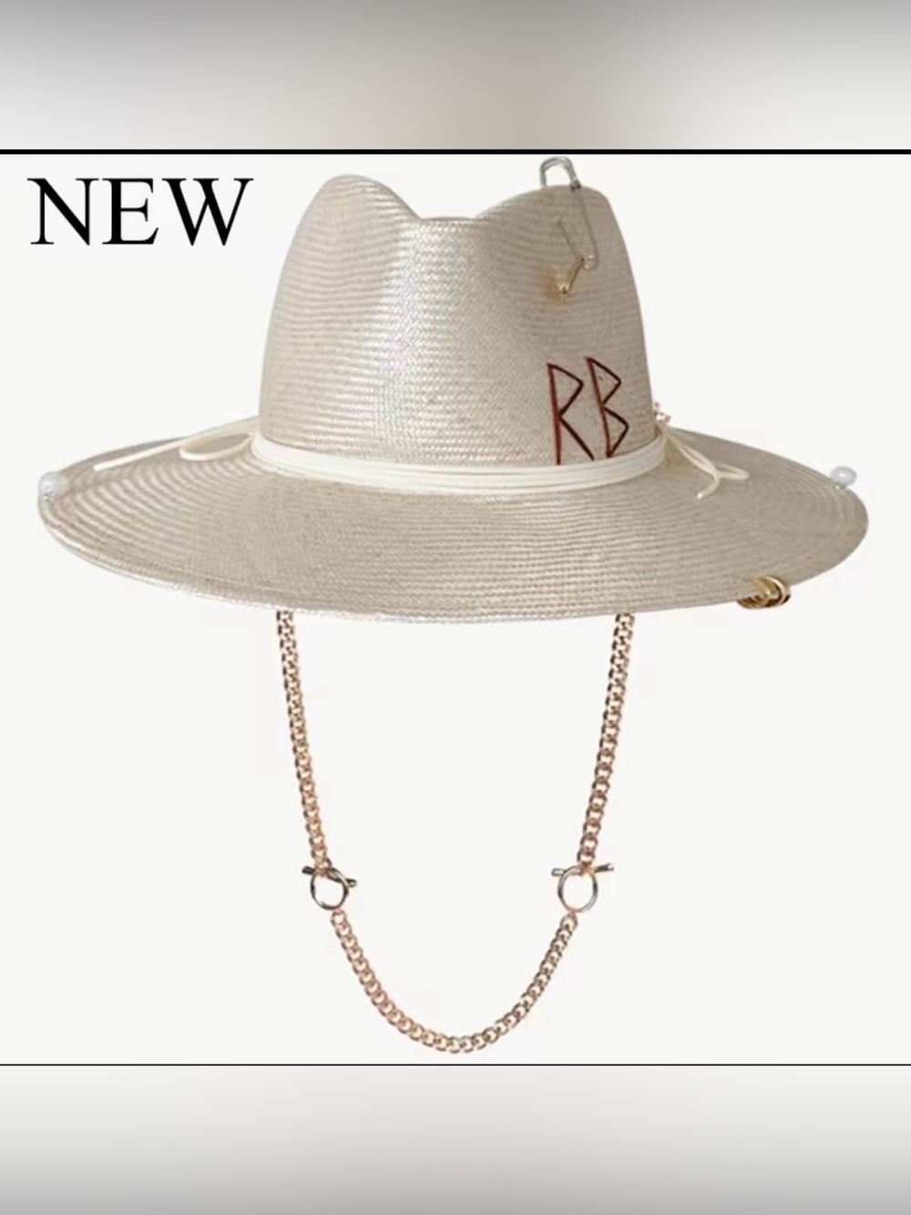 Luxury Coastal Pearl Fedora Hat | Resort Glam Sun Hat | Neutral Ivory Wide Brim